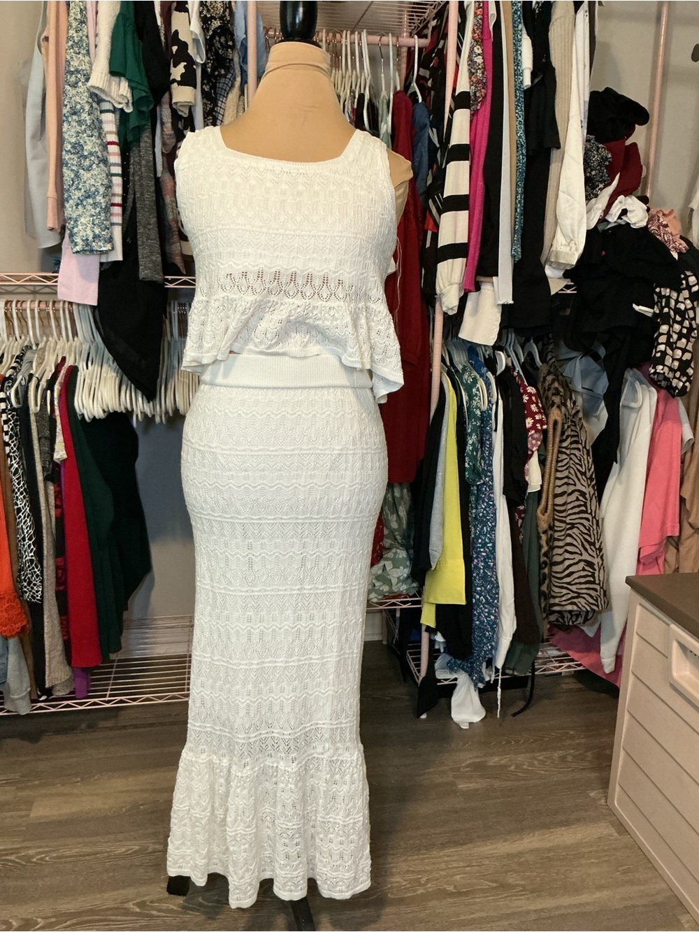 Ivory Crochet Two-Piece Maxi set - Picture 2 of 10